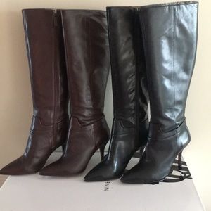 Nine West Boots, Two pair Black and Brown.